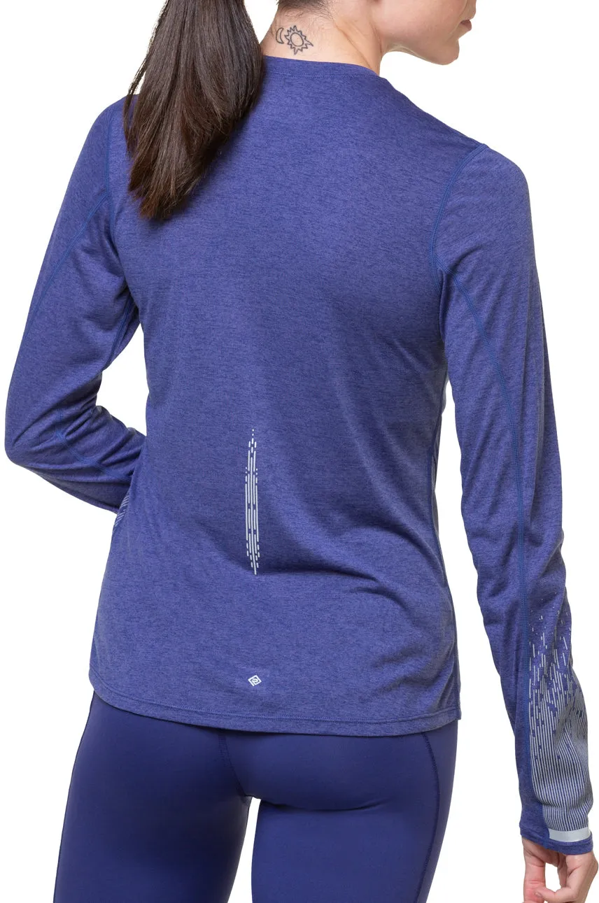 Trendy Layering Ronhill Tech Reflect Long Sleeve Womens Running Top - Blue