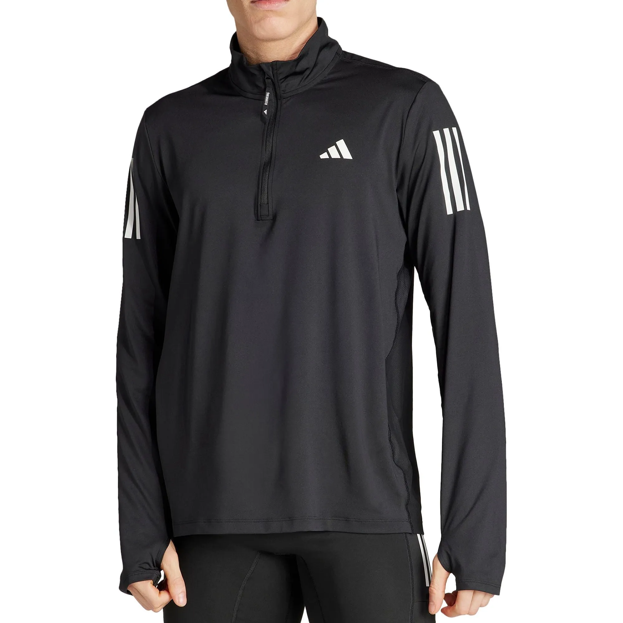 paint Workout Apparel adidas Own The Run Half Zip Long Sleeve Mens Running Top - Black