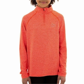 More Mile Train To Run Half Zip Junior Running Top - Orange Fitness Enthusiast