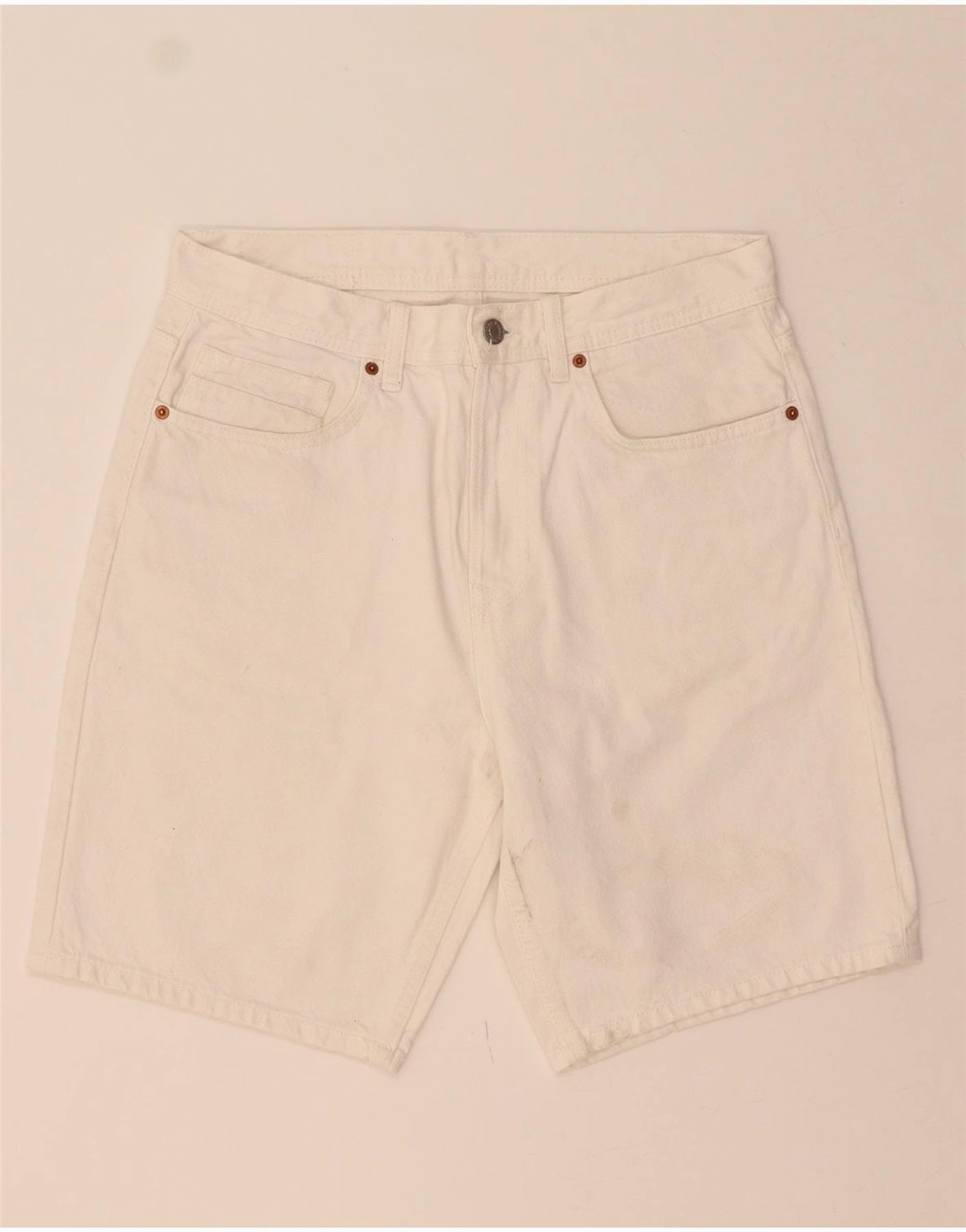 ZARA Mens Denim Shorts EU 40 Medium W32  White Functional Stretch Outdoor Ready