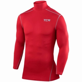 Comfort Apparel logoed TCA Pro Performance Long Sleeve Mock Junior Compression Top - Red
