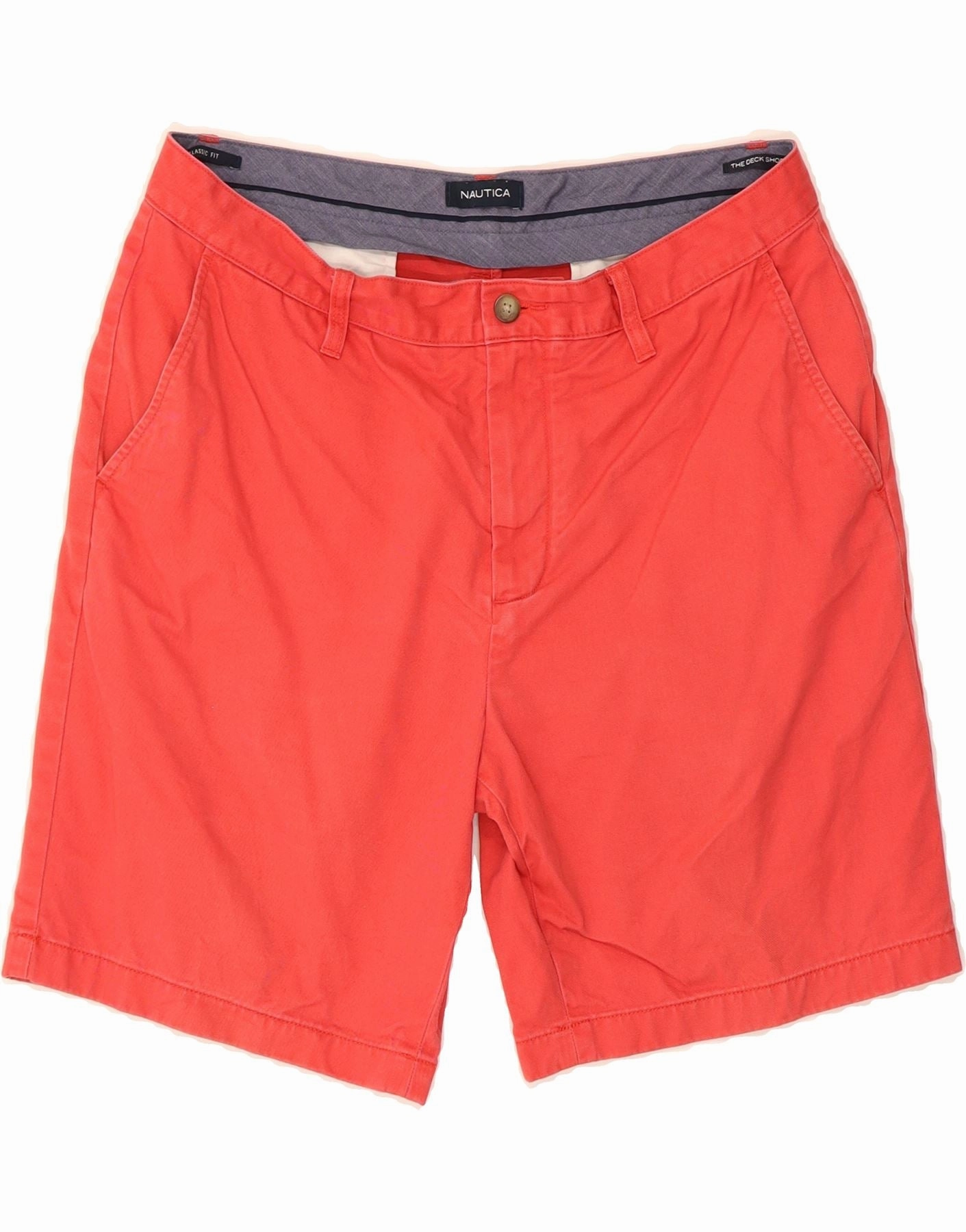 NAUTICA Mens Classic Fit Chino Shorts W34 Large Red Cotton Universal Attachment Points