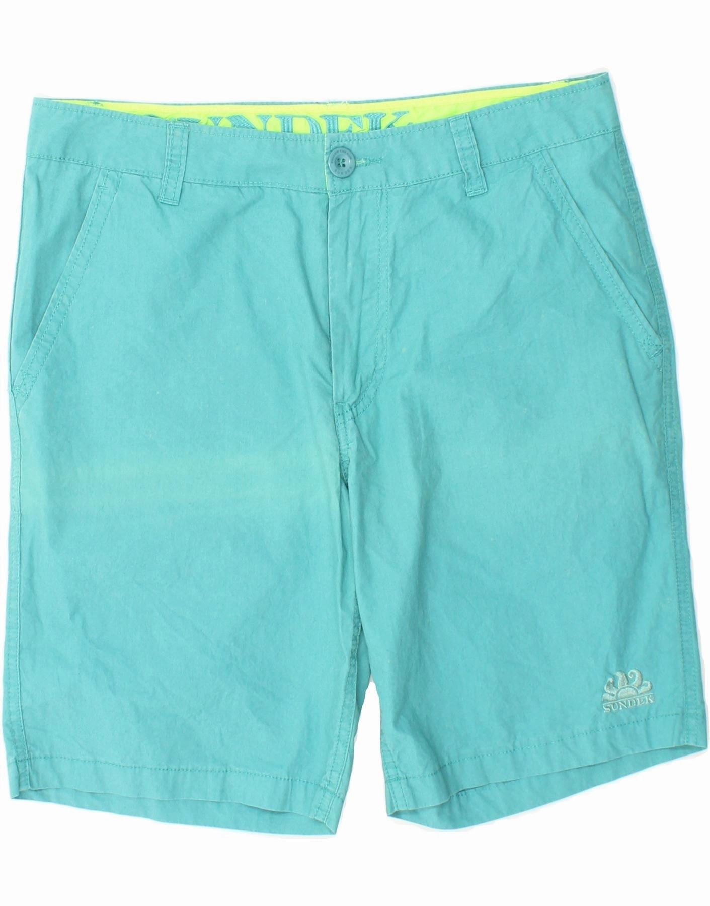 Bright Colors Slim Fit Wear SUNDEK Mens Chino Shorts W30 Medium Blue Cotton