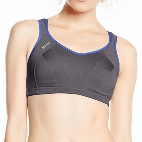 Comfortable Coverage Bounce Reduction Technology Shock Absorber Active Support Womens Sports Bra - Grey