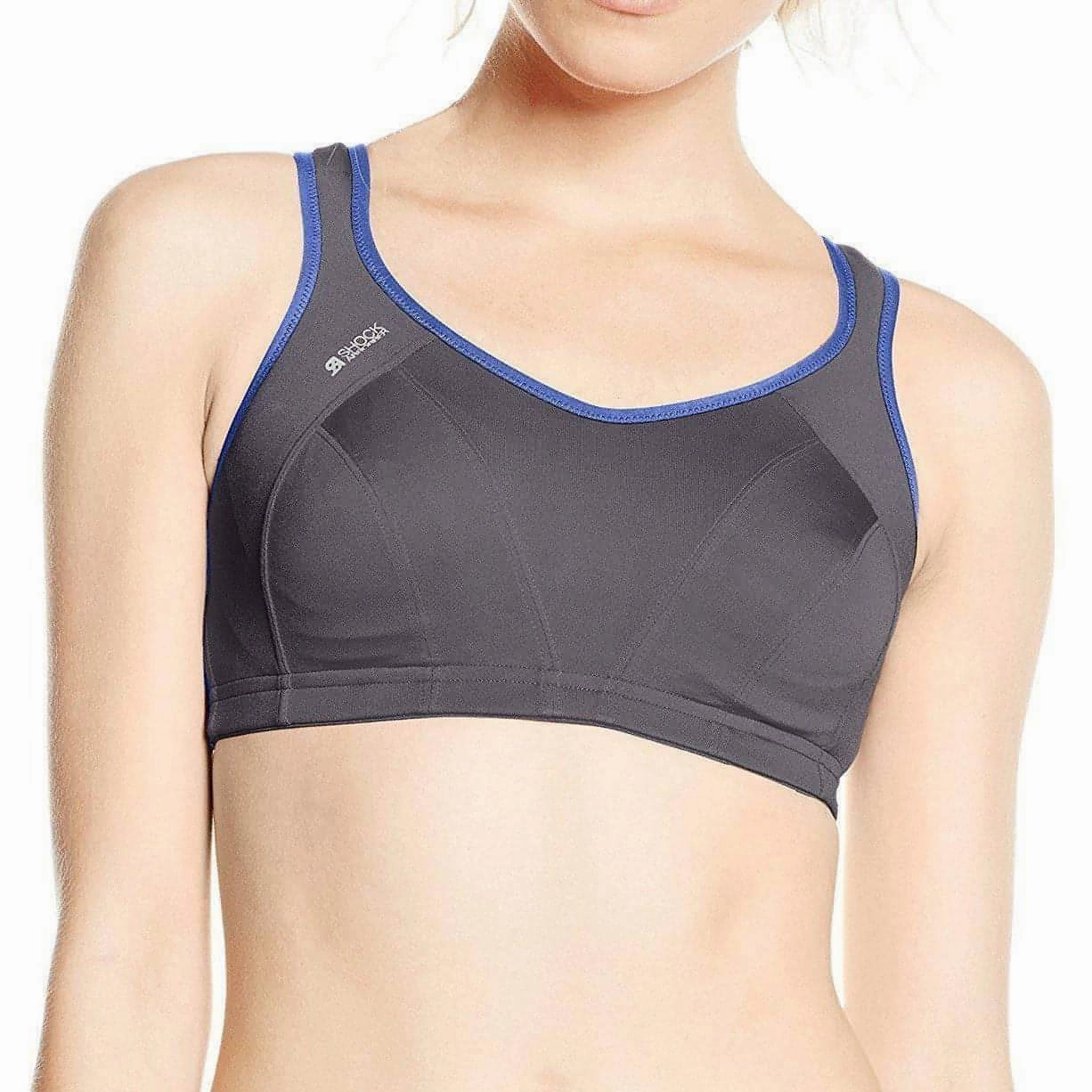 Comfortable Coverage Bounce Reduction Technology Shock Absorber Active Support Womens Sports Bra - Grey