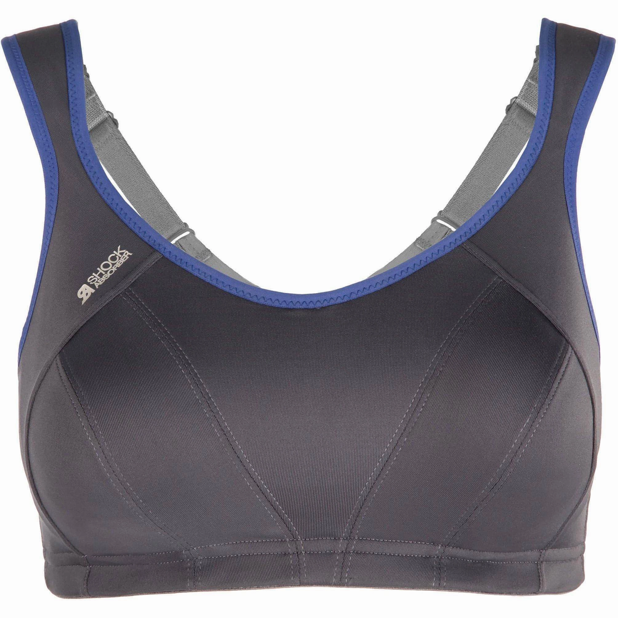 Shock Absorber Active Support Womens Sports Bra - Grey Snug Fit Technology Supportive Band