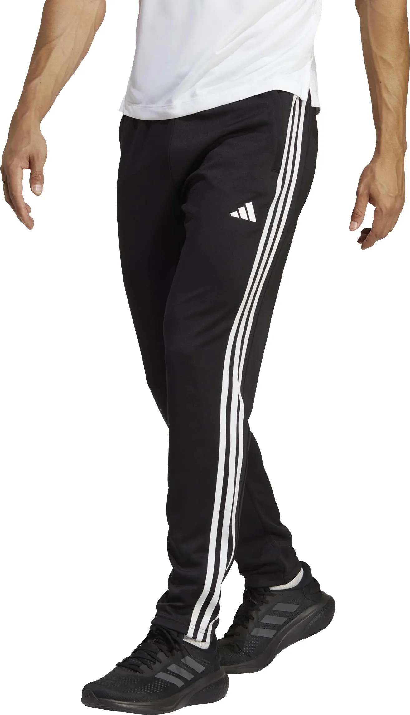 Roll-up style Walk Friendly adidas Train Essentials 3 Stripes Mens Training Joggers - Black