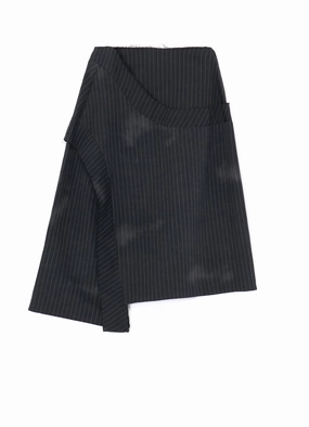 WaterproofTechnology LINEN/COTTON PIN-STRIPED UNEVENLY DYED FLARED SKIRT
