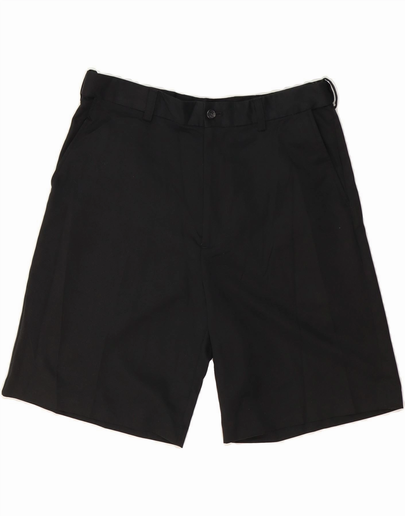 IZOD Mens Chino Shorts W34 Large Black Polyester Sweat Wicking Technology Pocket Reinforcement