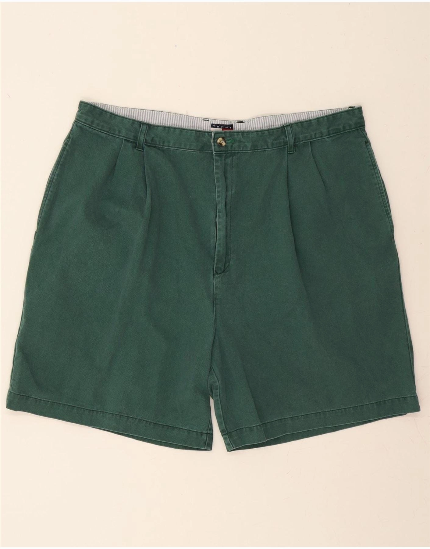 TOMMY HILFIGER Mens Pegged Chino Shorts W40 XL Green Cotton Comfort Movement