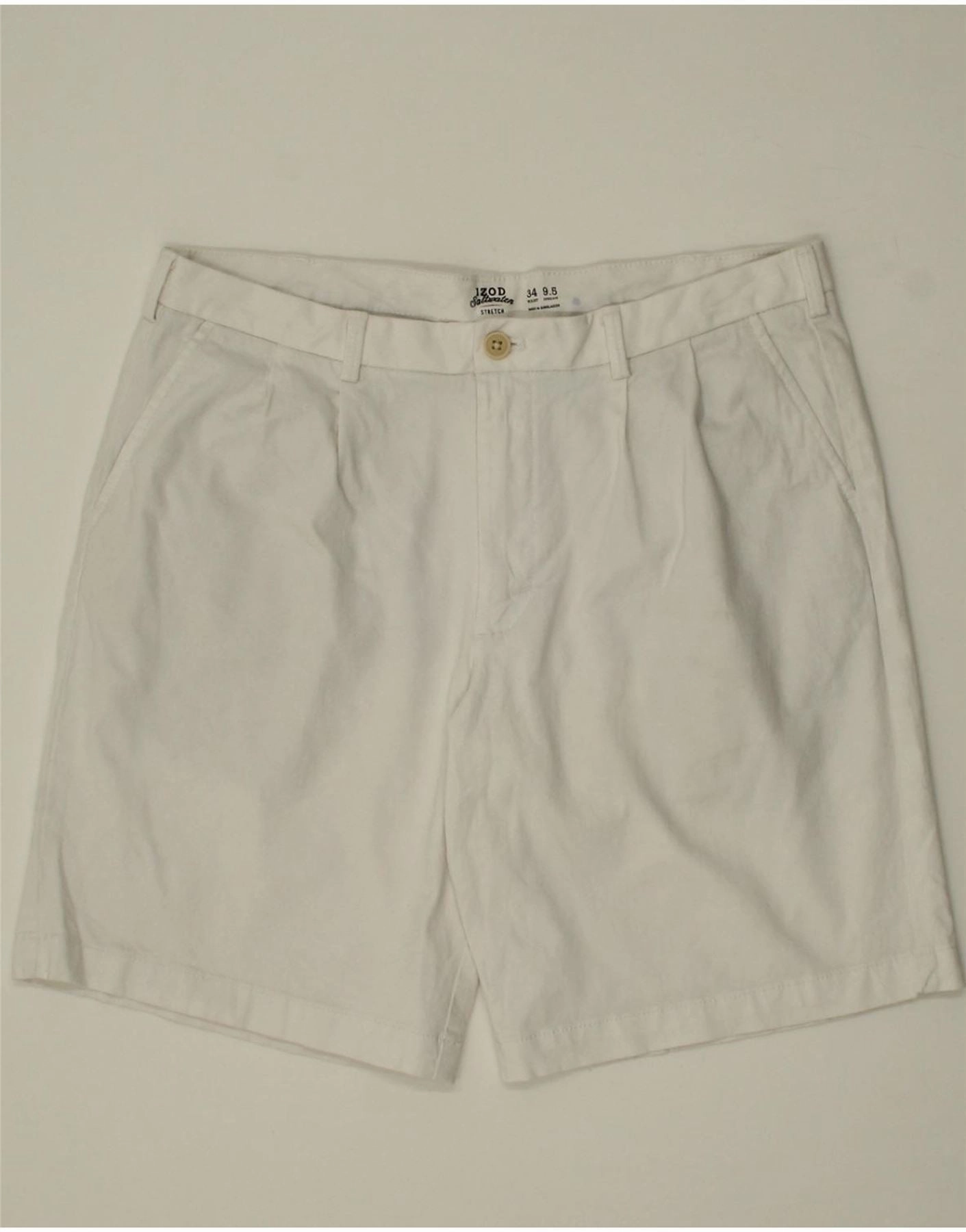 Fast Absorption Textile Flatlock stitching IZOD Mens Salt Water Chino Shorts W34 Large White Cotton