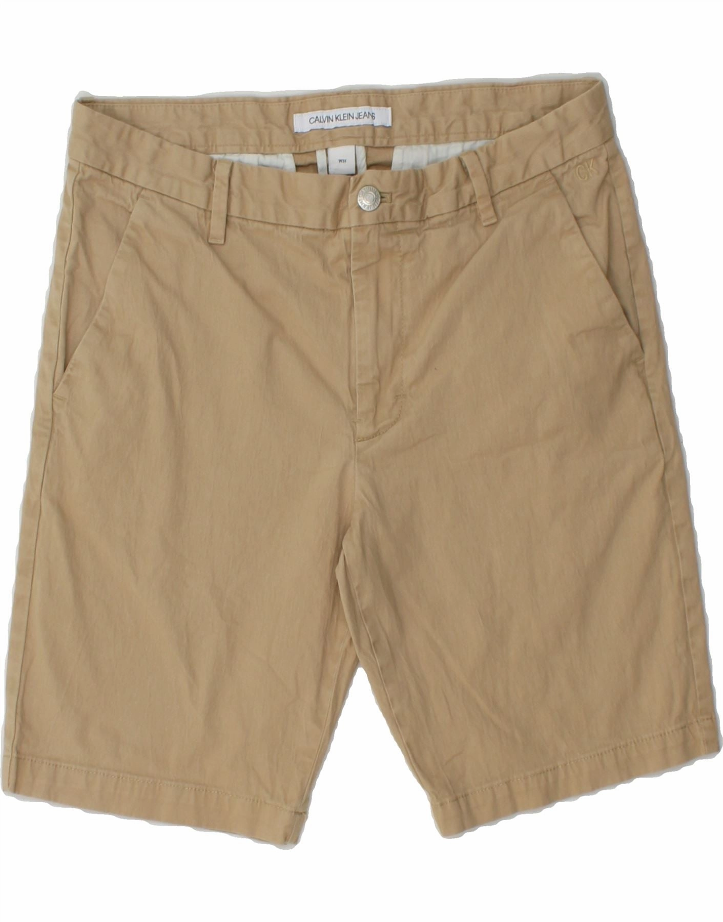 Sporty Style CALVIN KLEIN Mens Chino Shorts W31 Medium Beige Cotton