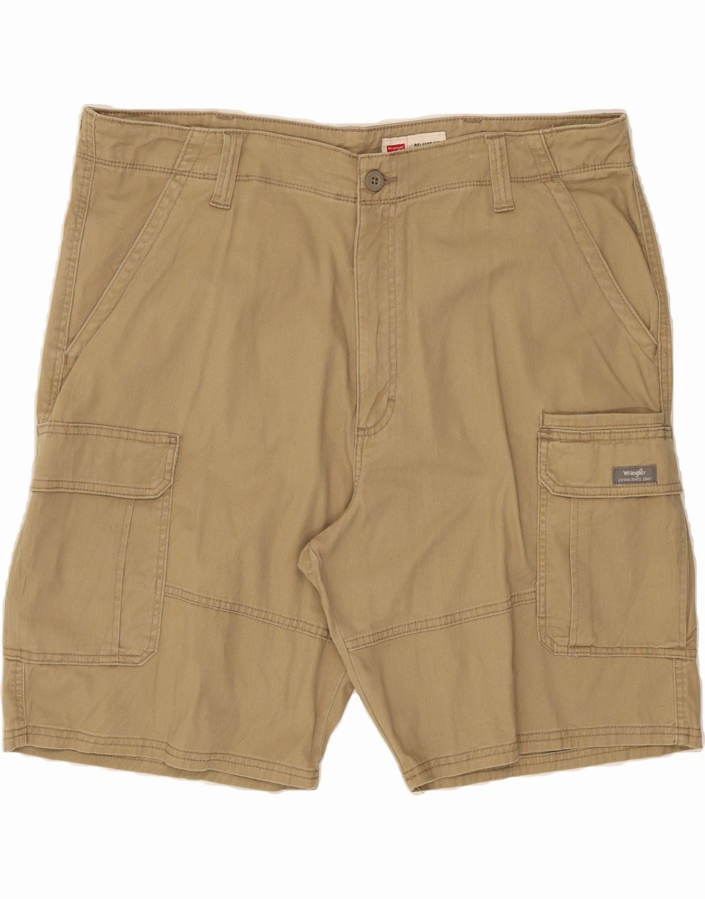 soccer uniform Static Resistant Fibers WRANGLER Mens Relaxed Fit Cargo Shorts W40 XL Beige Cotton