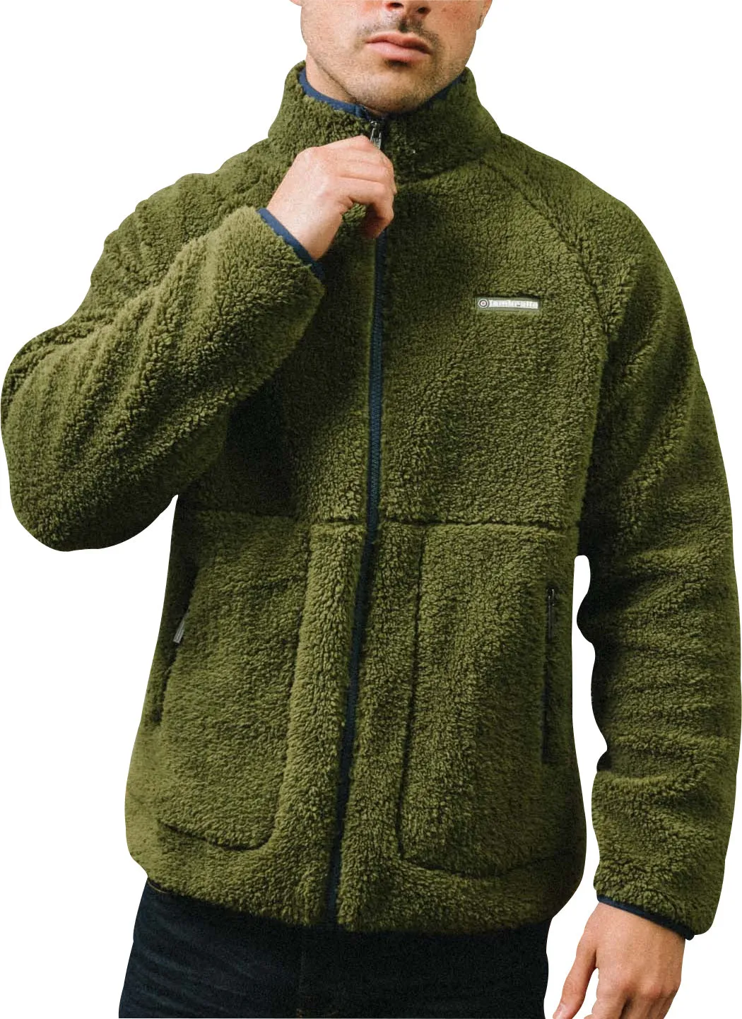 Ventilation Grommets Lambretta Sherpa Mens Fleece Jacket - Green