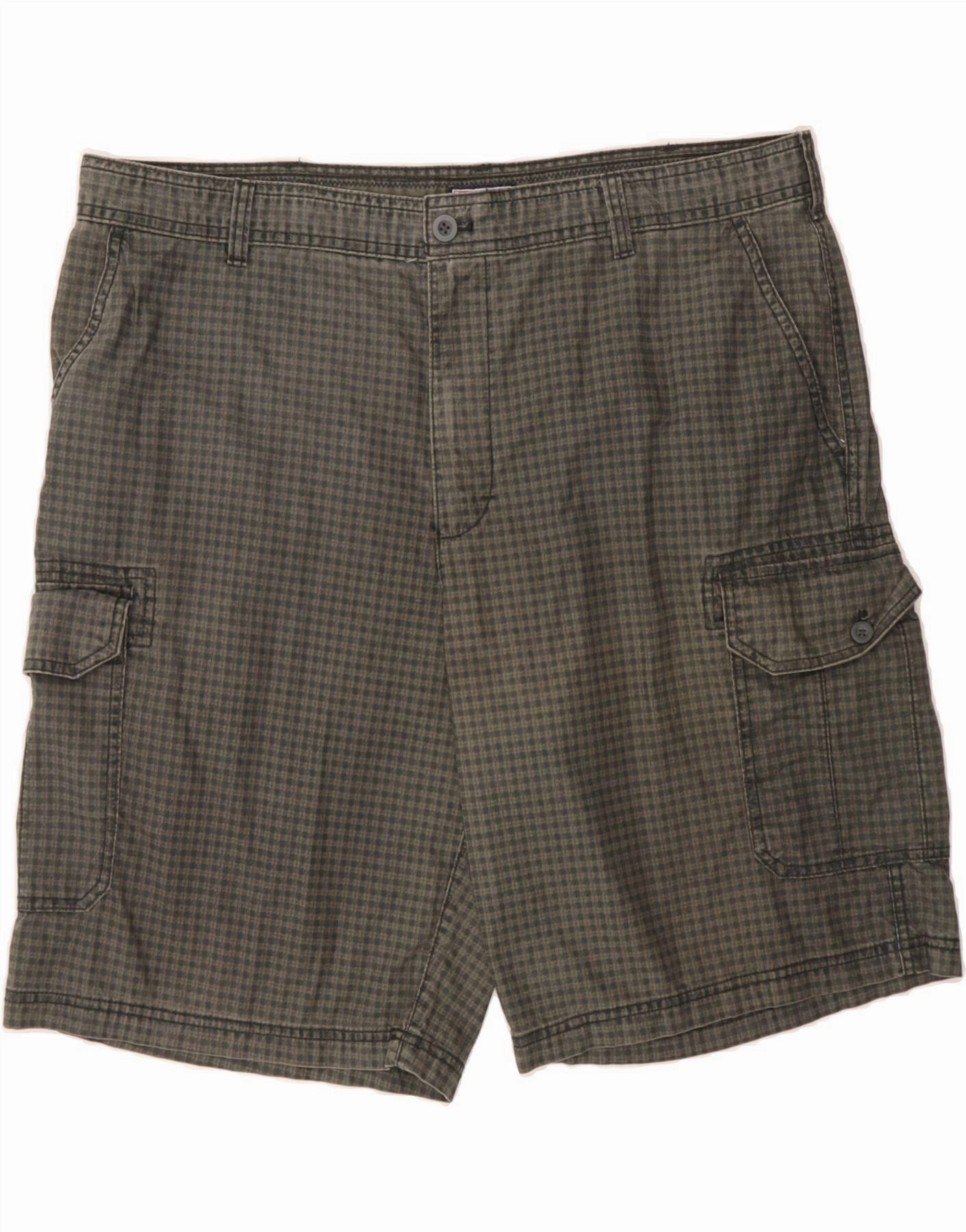 IZOD Mens Cargo Shorts W40 XL Grey Check Cotton Festival wear Quick Fit Design