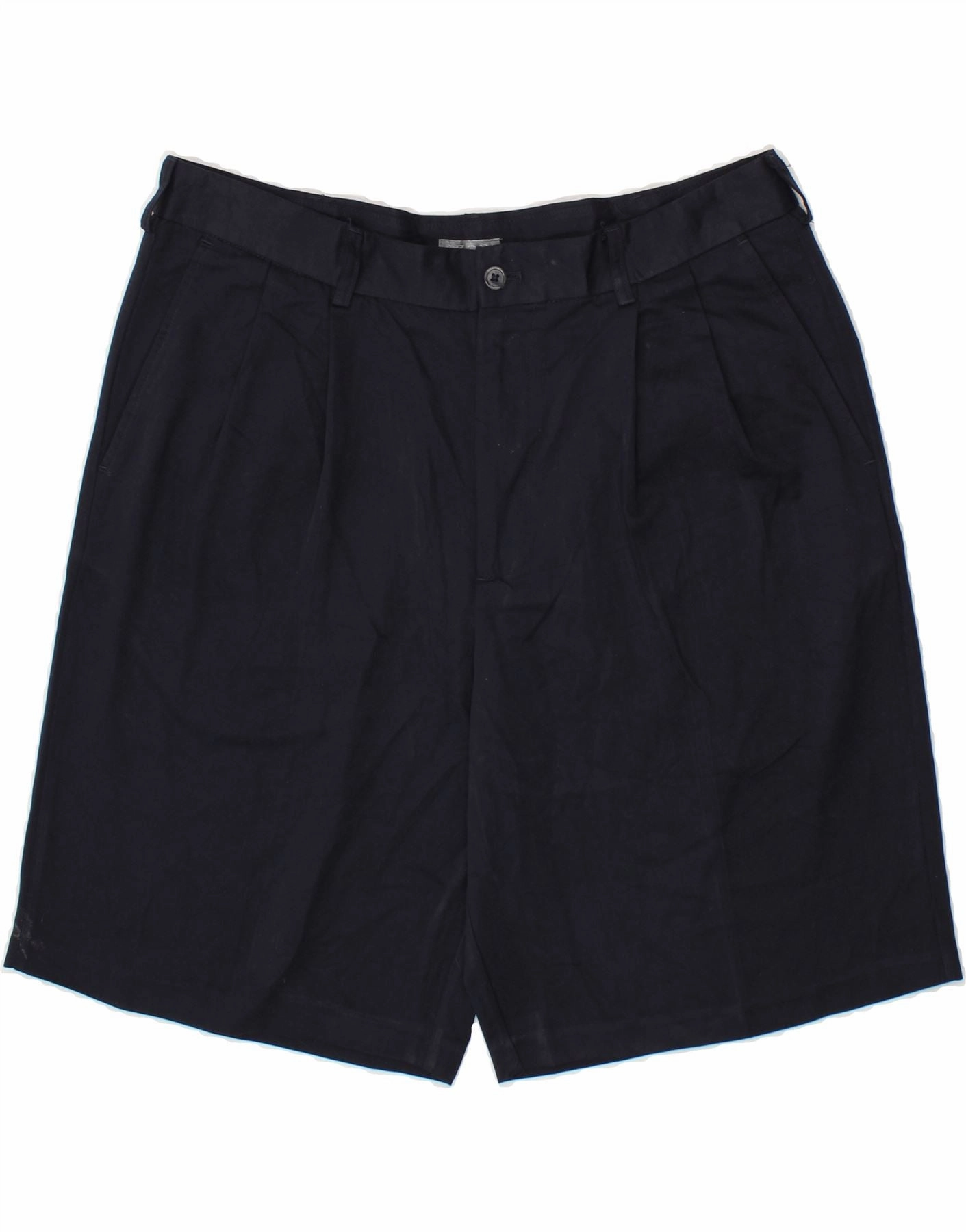 IZOD Mens Pegged Chino Shorts W36 Large Navy Blue Polyester Light Comfort Tight Fit