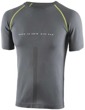 Compressport Born To SwimBikeRun Short Sleeve Mens Running Top - Grey Relaxed Fit NonIrritatingTags