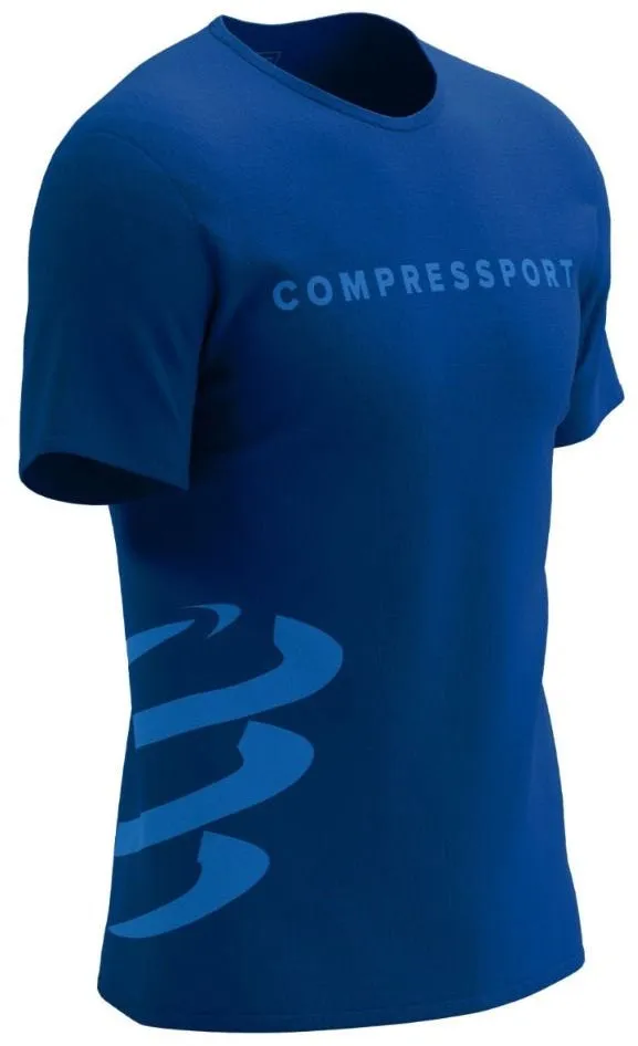 Kids playfulness Essential Wear Compressport Logo Short Sleeve Mens Running Top - Blue