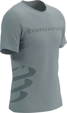 easygoing look AntiStatic Properties Compressport Logo Short Sleeve Mens Running Top - Grey