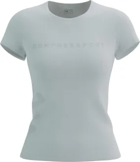 Compressport Logo Short Sleeve Womens Running Top - White Collared