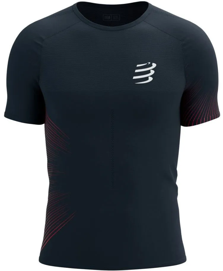 Casual everyday wear athletic style Compressport Performance Short Sleeve Mens Running Top - Black
