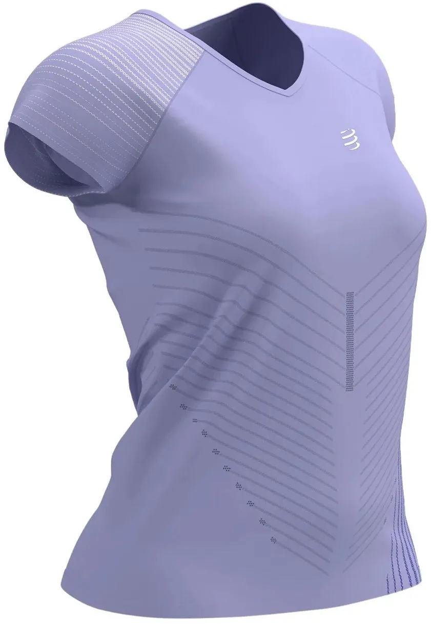 Compressport Performance Short Sleeve Womens Running Top - Purple Linen blend Cozy Comfort