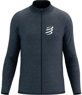 Compressport Seamless Full Zip Long Sleeve Mens Running Top - Blue Casual Look Wear Casual Comfort Layer