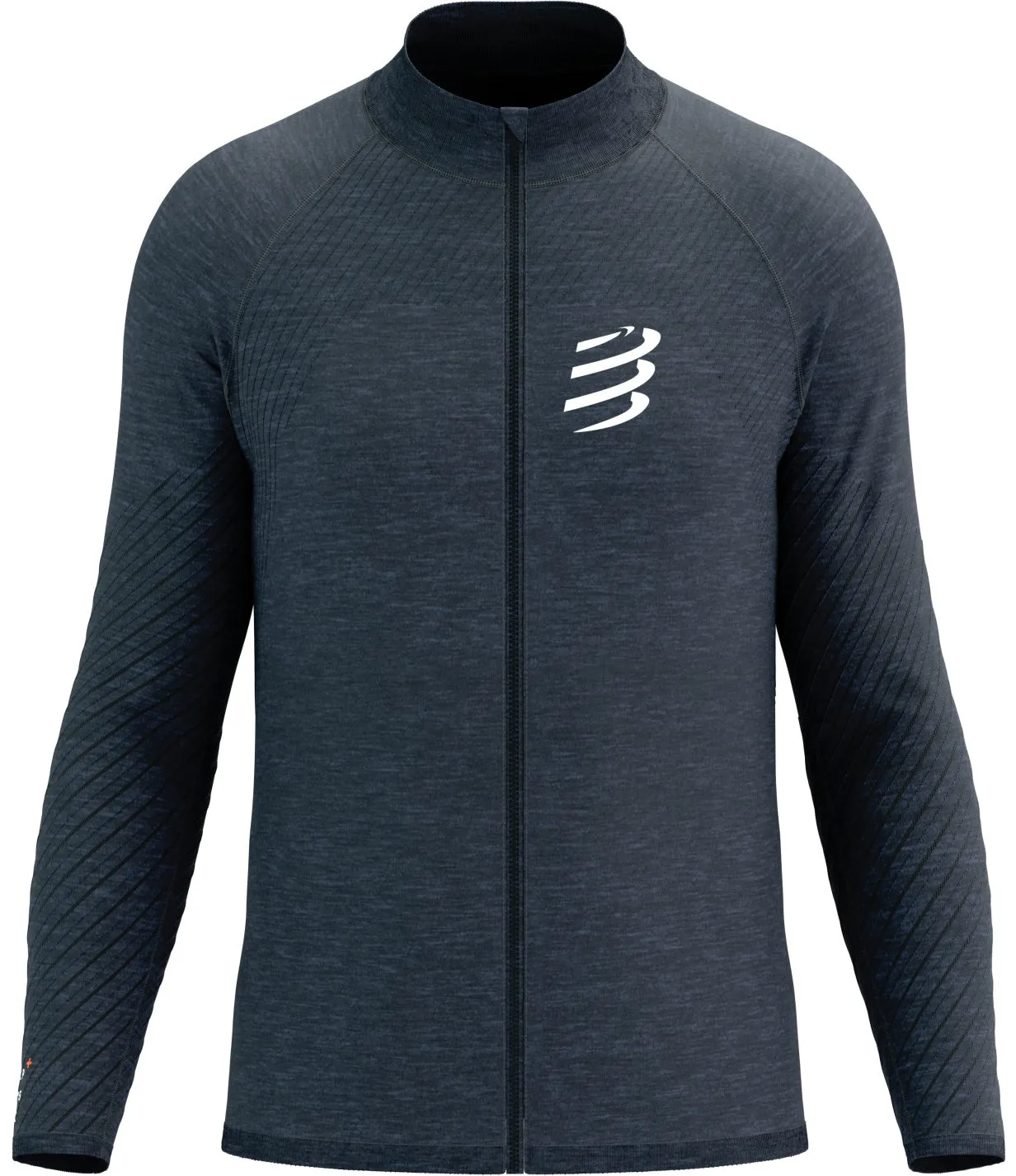 Compressport Seamless Full Zip Long Sleeve Mens Running Top - Blue Reactive Motion Capture Tech