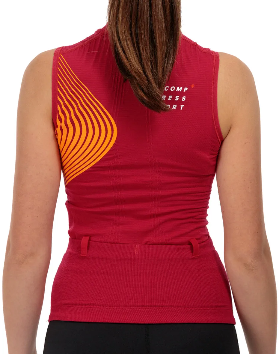 Casual and Soft Compressport Trail Postural Half Zip Womens Running Vest Tank Top - Red
