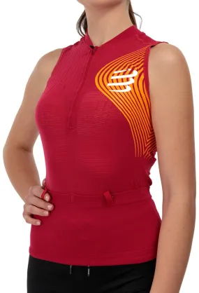 vacation wear Compressport Trail Postural Half Zip Womens Running Vest Tank Top - Red