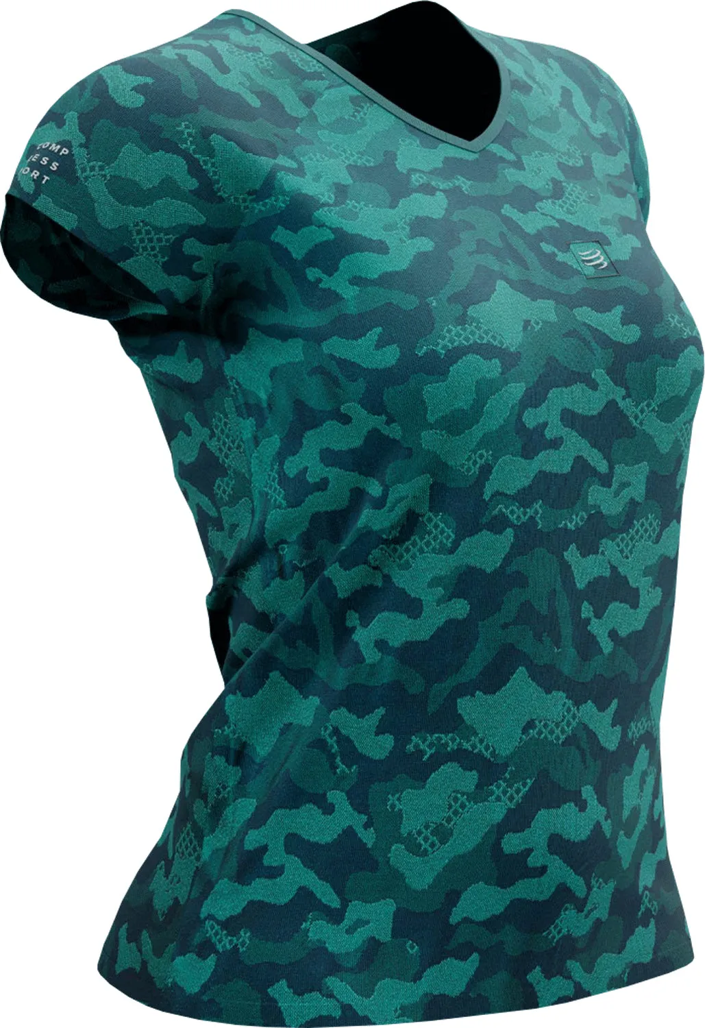 Compressport Training Short Sleeve Womens Running Top - Green Cozy and Light
