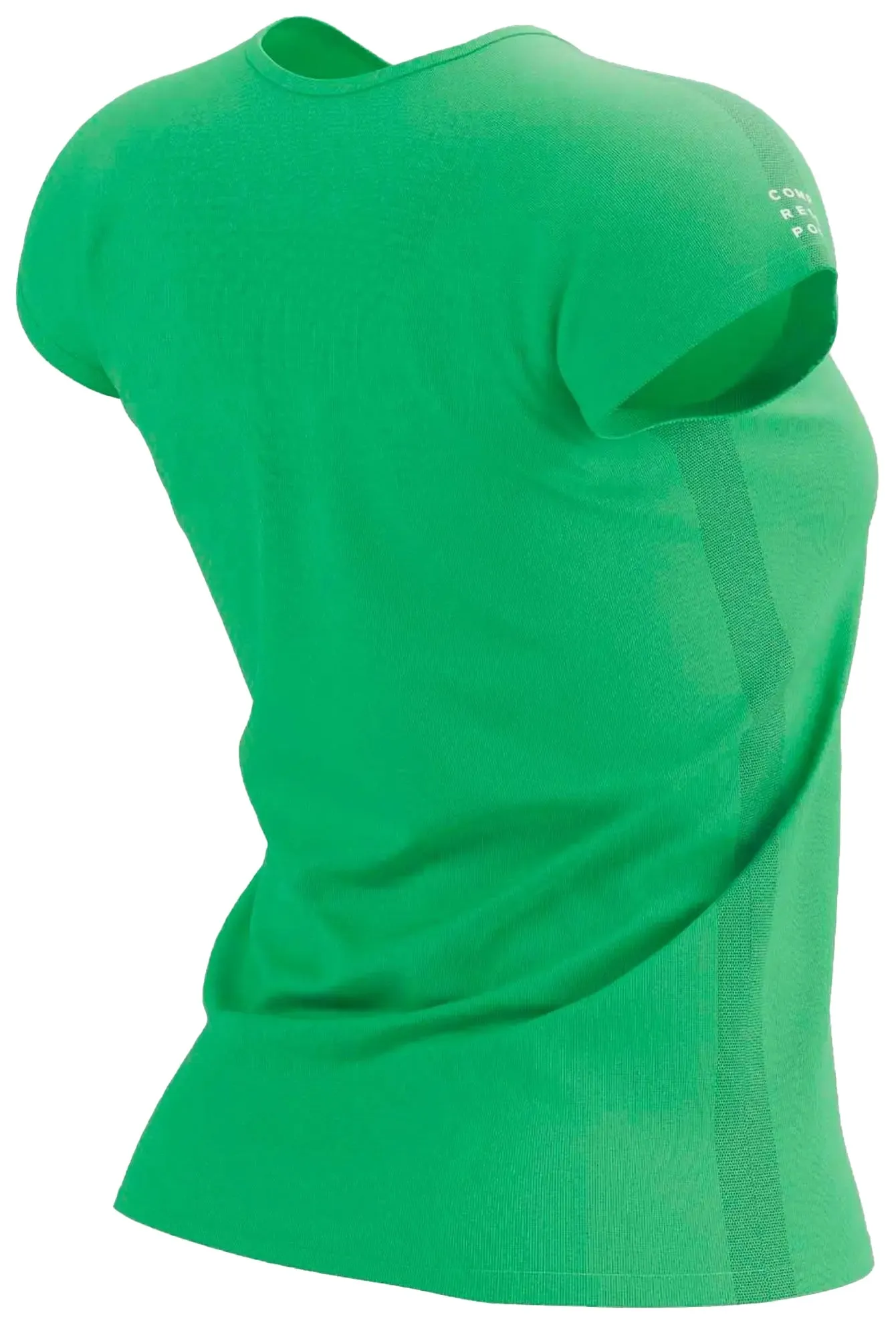 Compressport Training Short Sleeve Womens Running Top - Green Winter Layer MoistureControlFibers