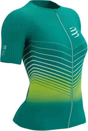 Wrinkle Resistant Texture GarmentDyedTexture Compressport Tri Postural Aero Short Sleeve Womens Cycling Jersey - Green