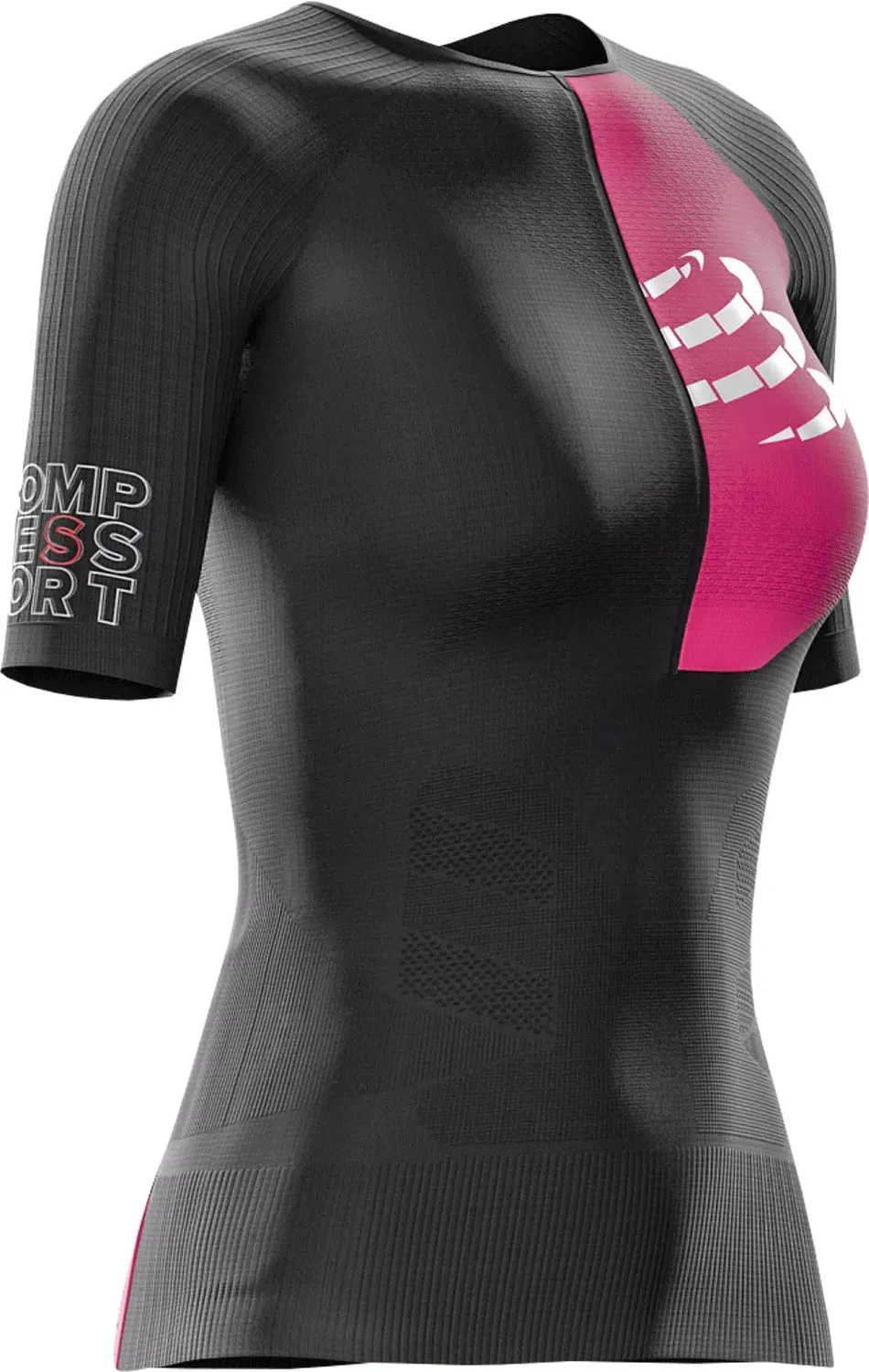 Compressport Tri Postural Aero Short Sleeve Womens Running Top - Black Moisture wicking Soft Touch Fabric