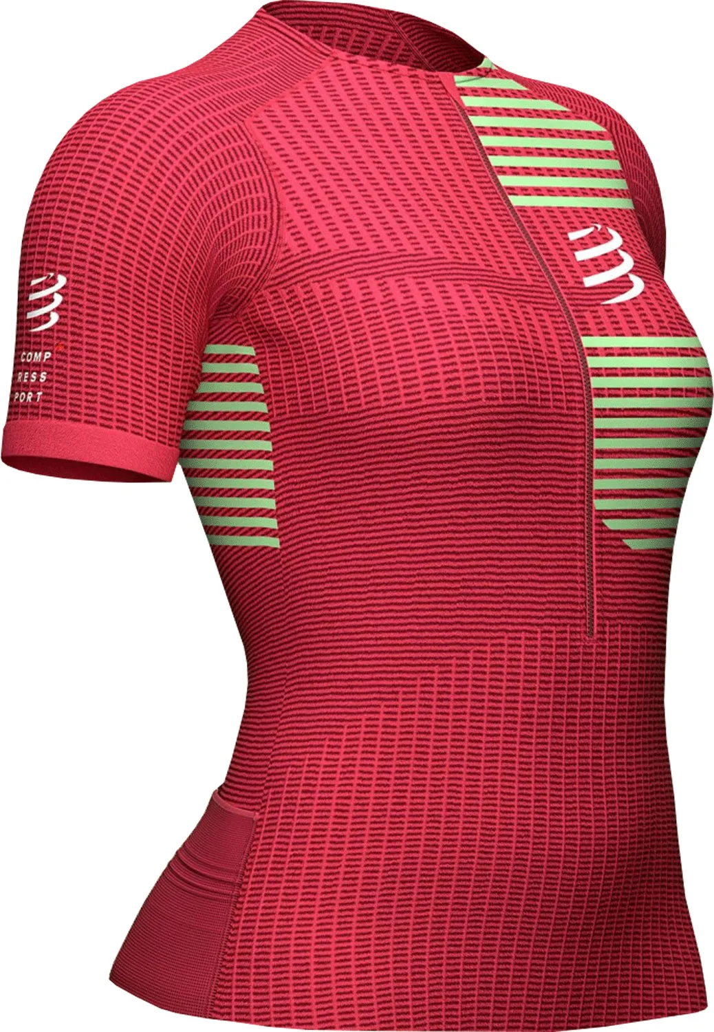 Compressport Tri Postural Short Sleeve Womens Cycling Jersey - Pink Subtle Embroidery