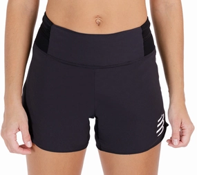 Regular Fit Compressport Performance Womens Running Shorts - Black