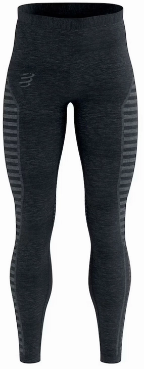 Compressport Winter Mens Long Running Tights - Black Fitness Training Eco Friendly