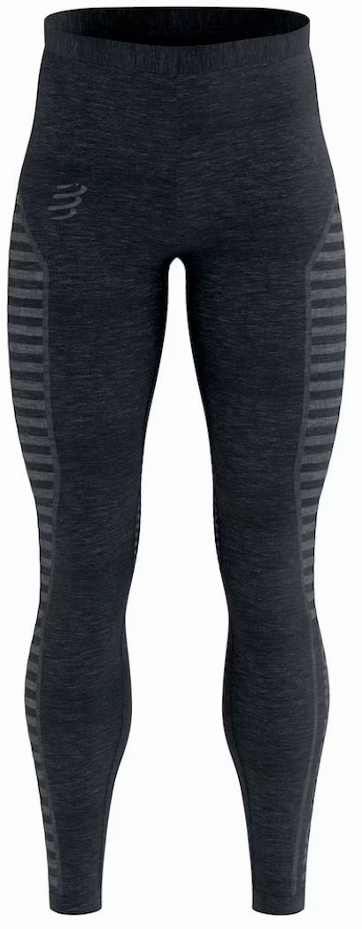 Compressport Winter Mens Long Running Tights - Black Fitness Training Eco Friendly