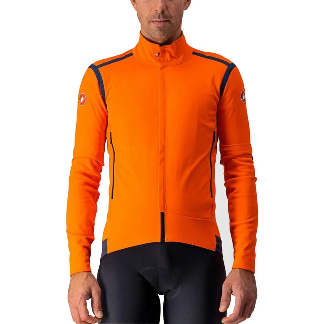 Cross Ventilation Channels Castelli Perfetto Ros Convertible Mens Cycling Jacket - Orange