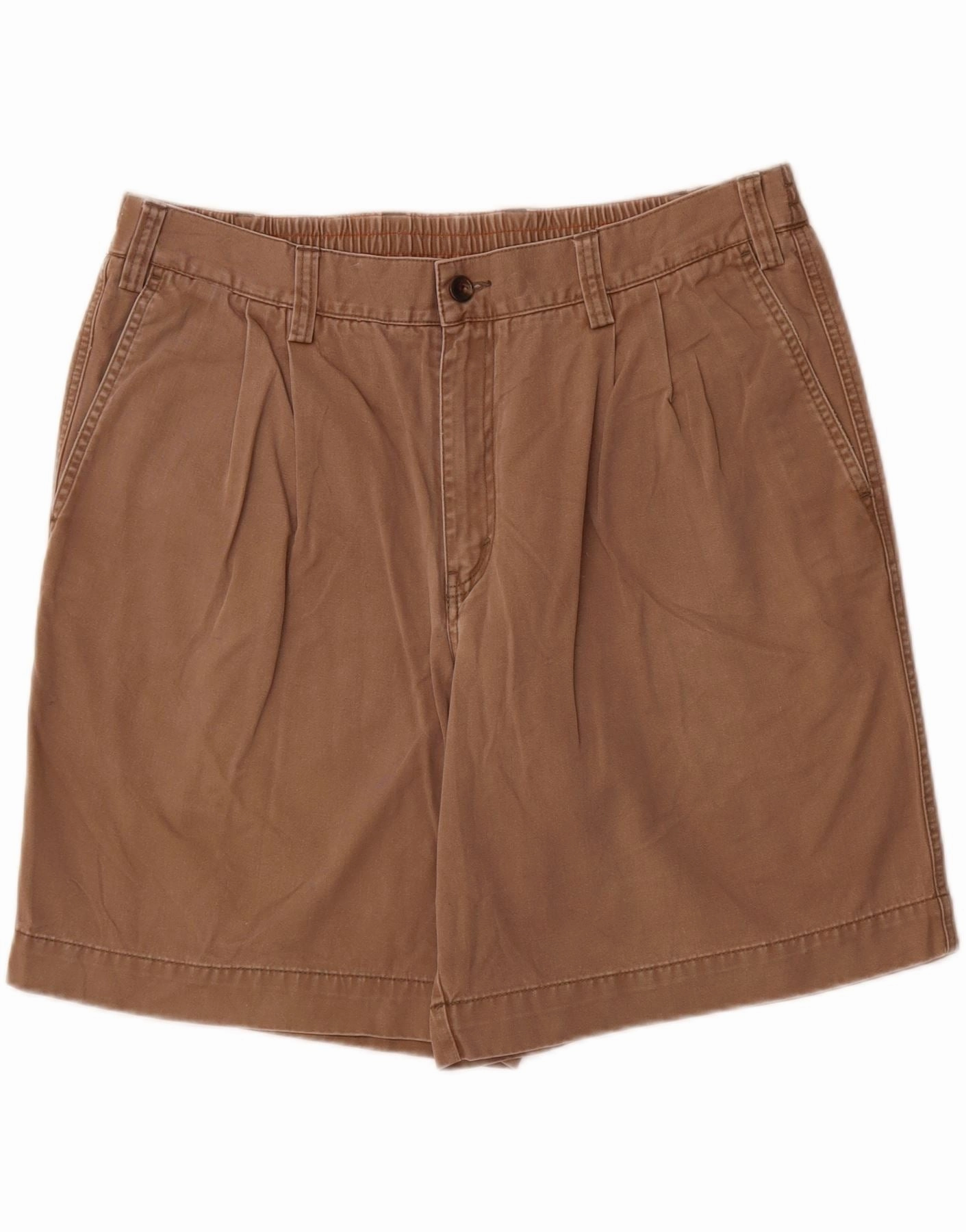 EDDIE BAUER Mens Chino Shorts W38 XL Brown Cotton Smooth Fabric