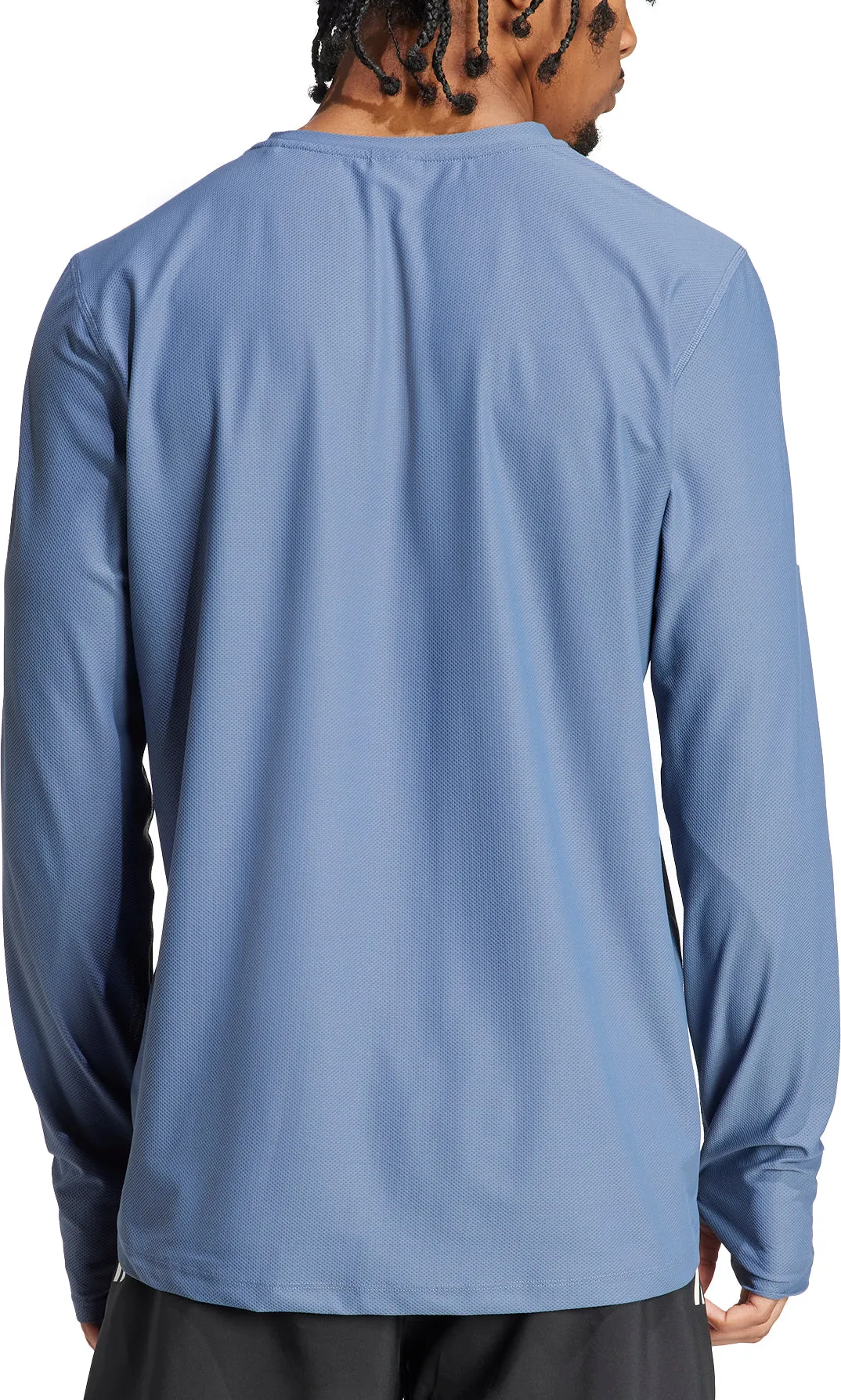Flexible Cuff Design Non Restrictive Silhouette adidas Own The Run Long Sleeve Mens Running Top - Blue