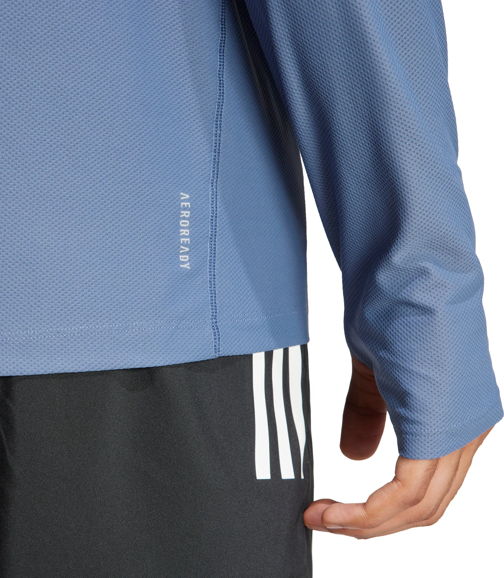 adidas Own The Run Long Sleeve Mens Running Top - Blue Sporty Style Reinforced Hems