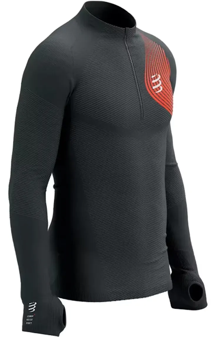 Compressport Winter Trail Postural Half Zip Long Sleeve Mens Running Top - Black HygienicTreatment handbag venue
