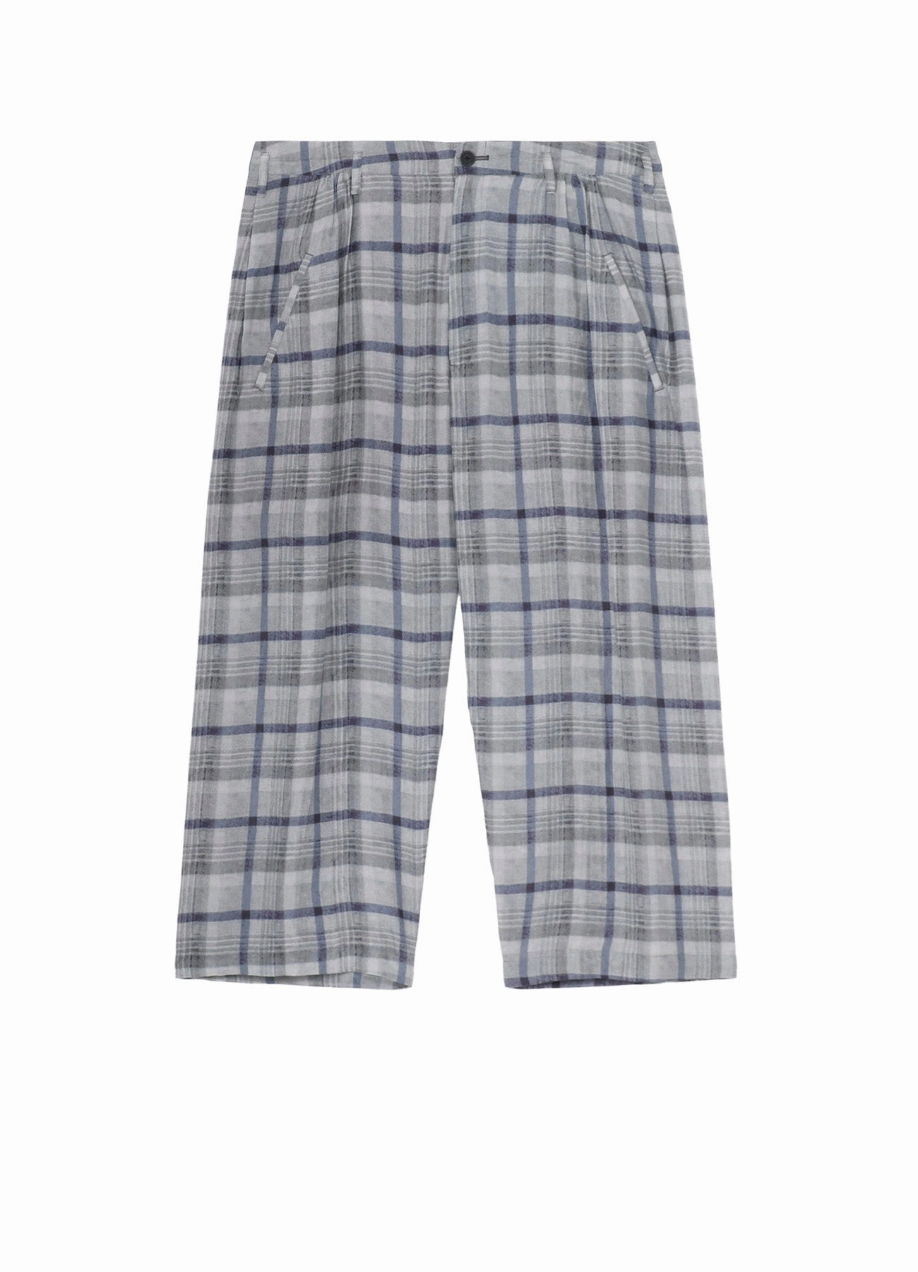 ??PIECE UNIQUE/THE SHOP??GRAY PLAID WAIST GATHER PATNS Outdoor Comfort Fit