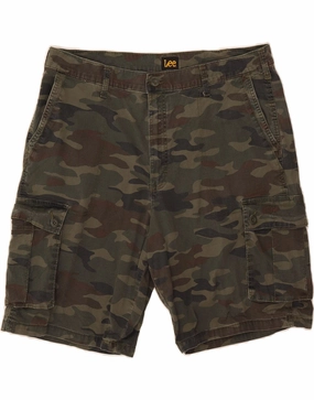 LEE Mens Cargo Shorts W40 XL Khaki Camouflage Cotton printed shorts Stylish Fit