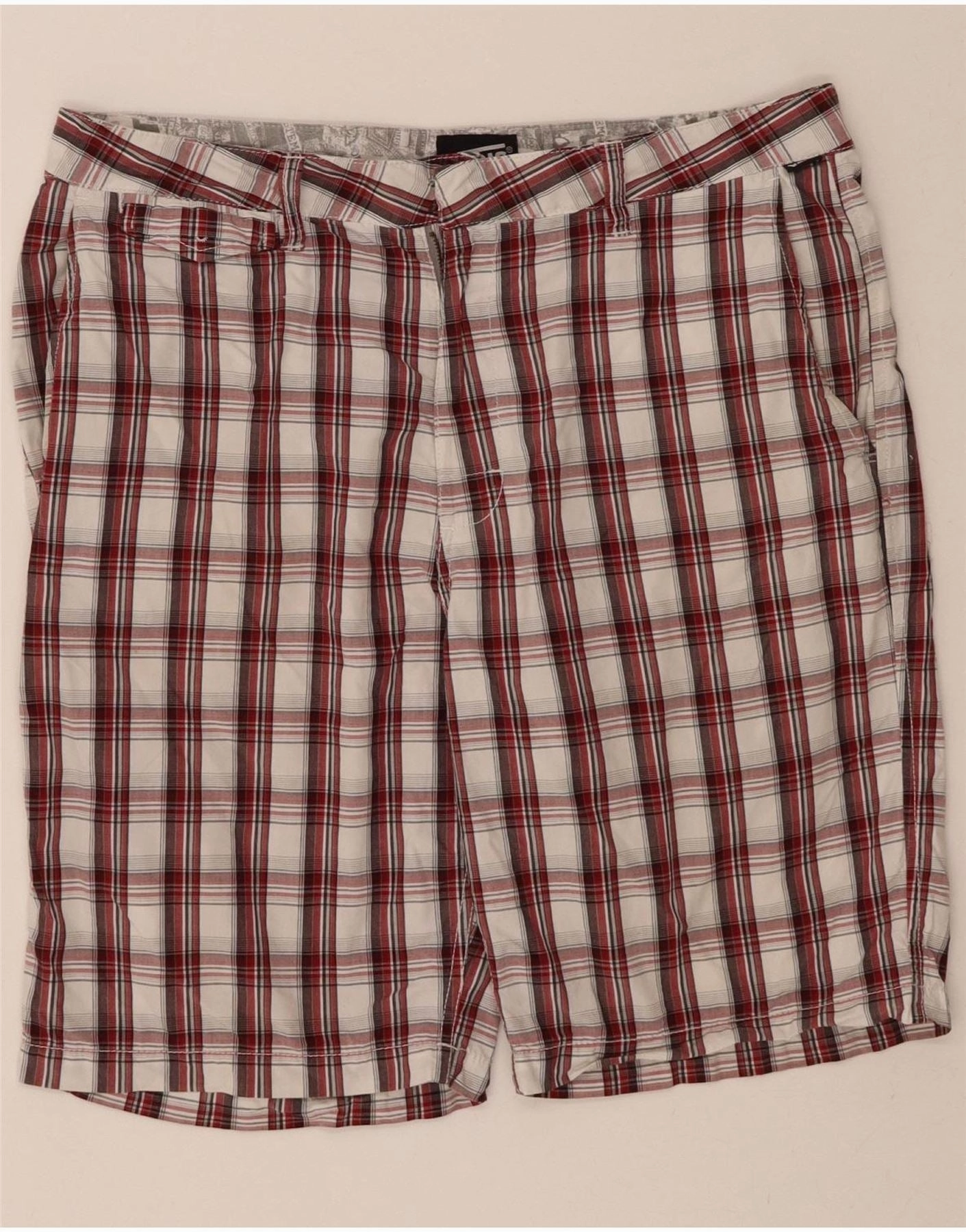 Extended Inseam Options VANS Mens Chino Shorts W34 Large Red Check Cotton
