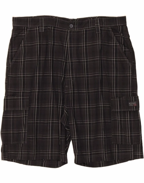Stretch waistband WRANGLER Mens Cargo Shorts W42 2XL Black Check Cotton