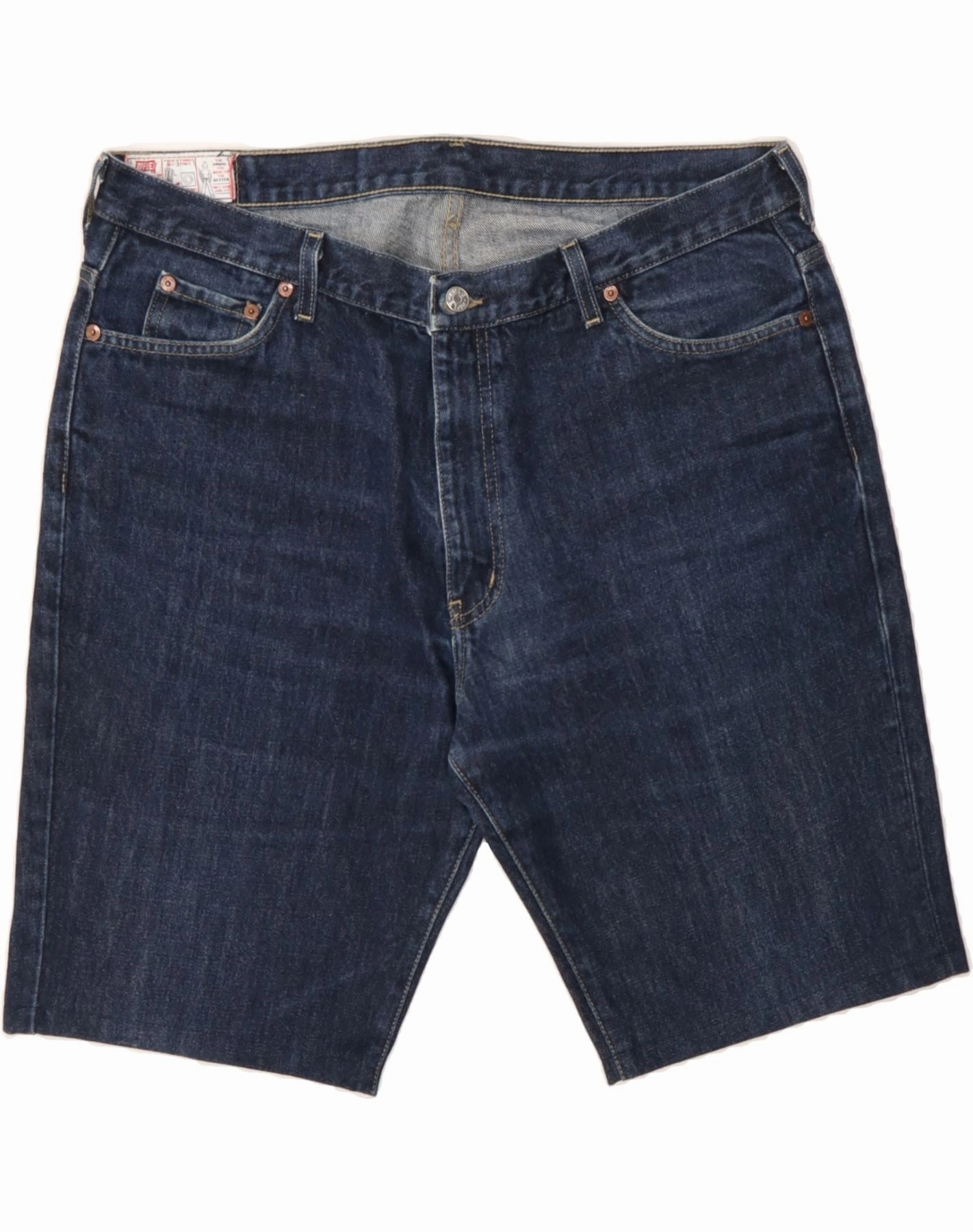 RIFLE Mens Denim Shorts W40 XL Navy Blue Cotton Roll Up Cuff Design