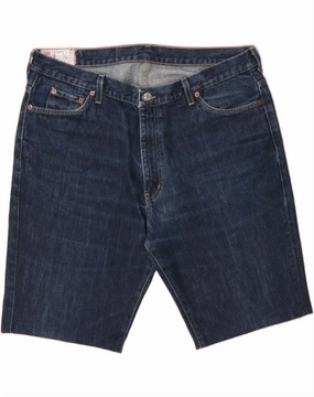 RIFLE Mens Denim Shorts W40 XL Navy Blue Cotton Roll Up Cuff Design
