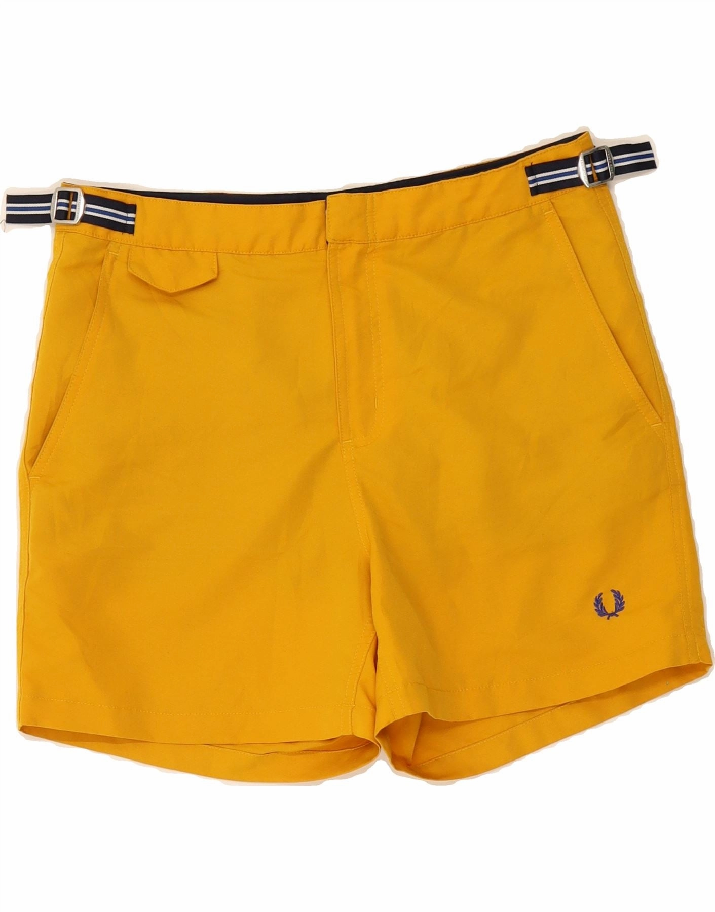 FRED PERRY Mens Chino Shorts Small W32 Yellow Polyester Modern Design